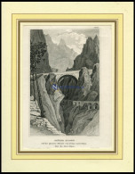 BRÜCKE ST. LOUIS Auf Der Großen Straße Von Genua Nach Nizza über Die Meer-Alpen, Stahlstich Von B.I. Um 1840 - Lithografieën
