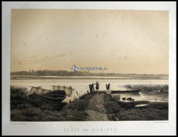 MARIEBO (Parti Ved Mariebo), Blick über Den See Auf Mariebo, Lithographie Mit Tonplatte Von Alexander Nay Nach Th. Brend - Litografía