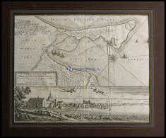 NYBORG Auf Fünen, Mit Umliegender Gegend: Bis An Den Belt Und Cnuts Vorgeburg, Anno 1659, 2 Hübsche Ansichten Auf Einem  - Lithografieën