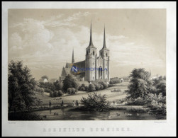 ROSKILDE (Roeskilde Domkirke), Die Domkirche, Lithographie Mit Tonplatte Von Alexander Nay Bei Emil Baerentzen, 1856 - Lithografieën