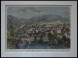 NIEDERBRONN/ELS., Gesamtansicht, Kolorierter Holzstich Nach Reinhardt Um 1880 - Lithographien