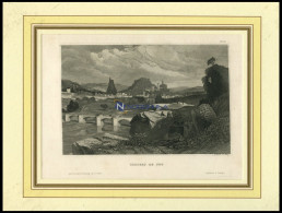 PUY, Gesamtansicht Mit Schloß, Stahlstich Von B.I. Um 1840 - Lithografieën