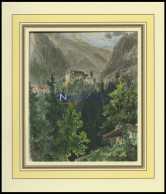 MIESBERG, Gesamtansicht, Kolorierter Holzstich Von 1884 - Lithografieën