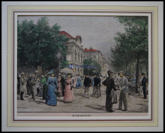 WIEN: Ringstraßenkorso, Kolorierter Holzstich Von 1891 - Lithografieën