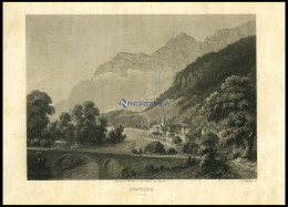 AMSTAEG, Gesamtansicht, Stahlstich Von Huber Um 1840 - Litografia