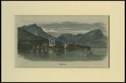 BECKENRIED, Gesamtansicht, Kolorierter Holzstich Um 1880 - Lithografieën