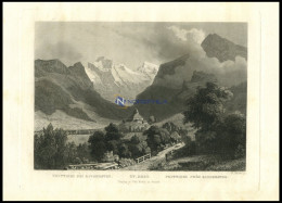 FRUTTIGEN B. KANDERSTEG, Gesamtansicht, Stahlstich Von Huber Um 1840 - Litografía