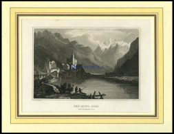 Der MONT-ROSA Von Vispach Aus Stahlstich Von B.I. Um 1840 - Lithographies
