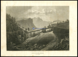 SCHNURTOBEL-BRUKE: Die Rigi-Bahn, Stahlstich Von Huber Um 1840 - Litografía