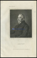 Ernst Moritz Arndt, Deutscher Schriftsteller, Stahlstich Von B.I. Um 1840 - Lithographien