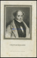 Chateaubriand, Stahlstich Von B.I. Um 1840 - Lithographien