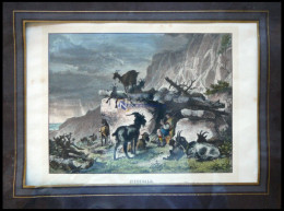 Auf Der Ziegenalm, Kolorierter Holzstich Aus Stieler Um 1880 - Litografia