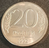 RUSSIE - RUSSIA - 20 ROUBLES 1992 ЛМД ( Léningrad ) - Tranche Striée - Non-magnétique - KM 314 - РУБЛЕЙ - Russia