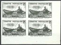 Turkey; 1946 U.S.S. Missouri Visit To Istanbul 27 1/2 K. ERROR "Imperf. Block Of 4" - Ungebraucht