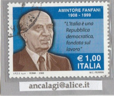 USATI ITALIA 2008 - Ref.1081 "AMINTORE FANFANI" 1 Val. - - 2001-10: Usados