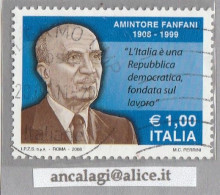 USATI ITALIA 2008 - Ref.1081A "AMINTORE FANFANI" 1 Val. - - 2001-10: Usati