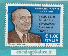 USATI ITALIA 2008 - Ref.1081B "AMINTORE FANFANI" 1 Val. - - 2001-10: Afgestempeld