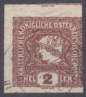 AUSTRIA 1916, NEWSPAPER STAMP, MiNo 212B, SEPARATE USED STAMP In REDDISH BROWN COLOR And GOOD QUALITY - Used Stamps