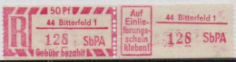 DDR Einschreibemarke Bitterfeld SbPA Postfrisch, EM2B-44-1I(2) RU (b) Zh - Etiquetas De Certificado