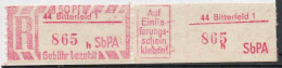 DDR Einschreibemarke Bitterfeld SbPA Postfrisch, EM2D-44-1h Zh - R-Zettel