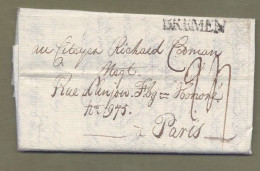 ENVELOPPPE-LETTRE  Envoyée De BREMEN (Allemagne) Vers PARIS Le 6 Janvier 1800 (?) - Non Classés