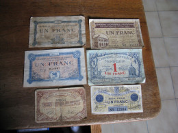 LOT De 6 Billets De Un Franc :chambres De Commerce/ SENS - ST ETIENNE- MONTPELLIER- PERPIGNAN- MONTAUBAN -TARBES - Handelskammer