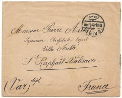 (C04) COVER WITH 1M.+3M.+2M.+4M. STAMPS - CAIRO / I => FRANCE 1913 - 1866-1914 Khedivate Of Egypt
