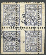 Turkey; 1947 Official Stamp 1 K. ERROR "Double Perf." (Block Of 4) - Francobolli Di Servizio