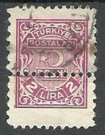 Turkey; 1947 Official Stamp 2 L. ERROR "Double Perf." - Timbres De Service