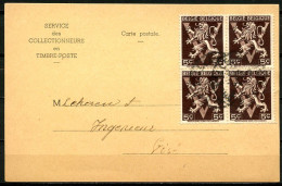 BE   CP 1949     ---   Service Des Collectionneurs  --  4 X COB 674  --  Emission Centenaire - Briefkaarten 1934-1951