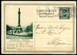 BE   Carte Postale  1930     ---  De Liège à Hamoir  -  Colonne Du Congrès   -  Albert I  35c - Postkarten 1909-1934