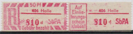 DDR Einschreibemarke Halle SbPA Postfrisch, EM2B-406dI PU + Zh - Etiquettes De Recommandé