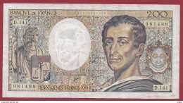 200 Francs "Montesquieu " 1990--F/TTB+ ---ALPH.D.141--(5) - 200 F 1981-1994 ''Montesquieu''