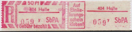 DDR Einschreibemarke Halle SbPA Postfrisch, EM2B-404yII RU (b) Zh - Etiquetas De Certificado