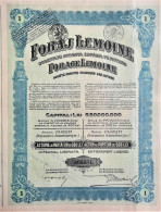 S.A. Forage Lemoine - Action Au Porteur  De 500 Lei (1924) - Ploesti - Pétrole