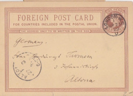 Entier Carton One Penny Brun "Victoria" Obl. London.WC U Le 25 MR 79 Pour Altona - Stamped Stationery, Airletters & Aerogrammes