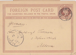 Entier Carton One Penny Brun "Victoria" Obl. London.WC U Le 25 MR 79 Pour Altona - Entiers Postaux