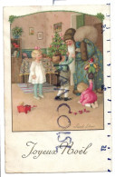 Père Noël En Bleu Apporte Des Cadeaux à Trois Enfants Par Pauli Ebner - Ebner, Pauli