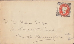 Lettre Entier Half Penny Rouge "Victoria" Obl. London.WC U Le 14 NO 94 Pour North Kensington - Material Postal
