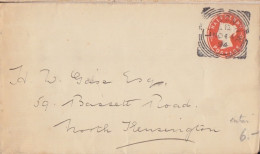 Lettre Entier Half Penny Rouge "Victoria" Obl. London.WC U Le 14 NO 94 Pour North Kensington - Interi Postali