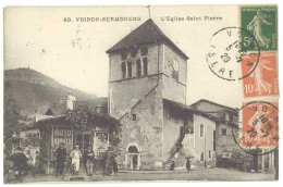 Cpa Voiron Sermorens - L'église Saint-Pierre  ( Garage, PubMoto Naphta ) - Voiron