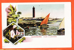 00563 / ⭐ ALEXANDRIE Egypte ◉ 2 Vues Scene Repas Et Phare 1890s ◉ Lithographie N° 3 ◉ ALEXANDRIA Egypt - Alexandrië