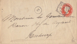 Lettre Entier Half Penny Rouge "Victoria" Obl. Pontefract Le 17 MY 94 Pour La Grande Bretagne - Postwaardestukken