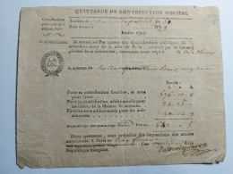 1793 QUITTANCE CONTRIBUTION FONCIERE Section Amis De La Patrie  Révolution Française Section Révolutionnaire Parisienne - Collezioni