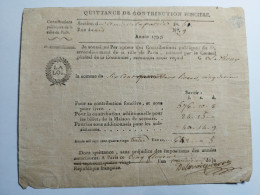 1793 QUITTANCE CONTRIBUTION FONCIERE Section Amis De La Patrie  Révolution Française Section Révolutionnaire Parisienne - Colecciones