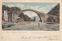 BORGO A MOZZANO-LUCCA- PONTE DELLA MADDALENA SUL SERCHIO -CARTOLINA VIAGGIATA IL 8-6-1902-RETRO INDIVISO - Lucca