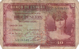 ESPAGNE DIEZ PESETAS 1935 - Autres & Non Classés