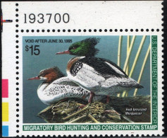 USA 1995 Migratory Bird Hunting And Conservation Stamp, MNH Merganser, Red Breasted Duck - Ducks