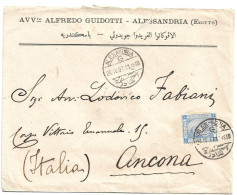 (C04) COVER WITH 1P. STAMPS - ALEXANDRIA / G => ITALIA 1907 - 1866-1914 Khedivato De Egipto