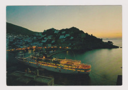 Greece Ydra HYDRA-Ύδρα Harbour View With Big Ship, Vintage Photo Postcard RPPc AK (1249) - Grecia